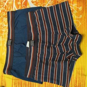 Men's jockey trunks set (2), size large, blue and stripped